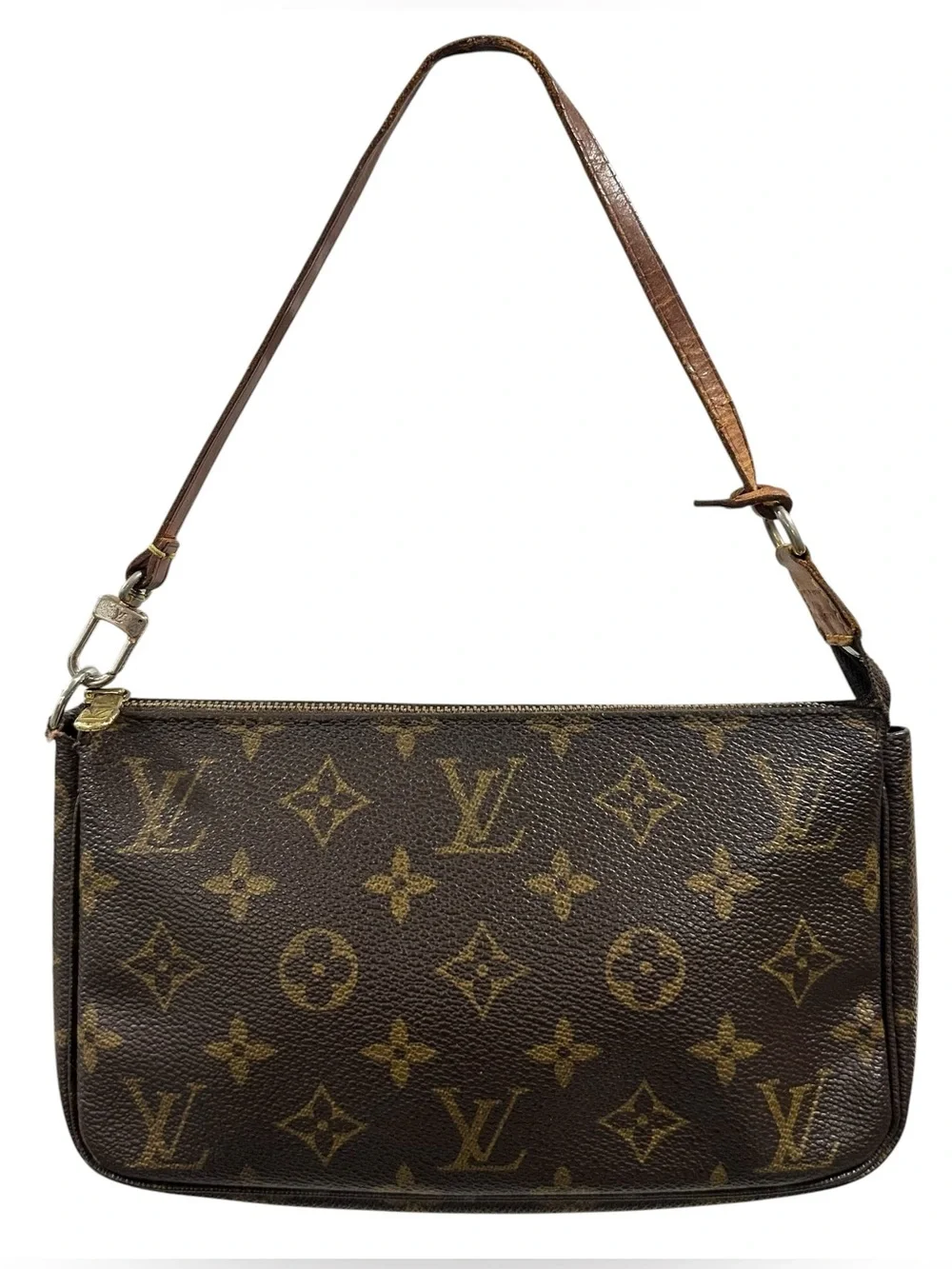 Louis Vuitton Monogram Canvas & Vachetta Leather Pochette Mini Bag with Dust Bag